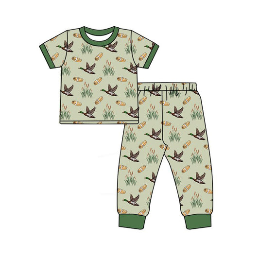 11.5 BSPO0635 Pre order No Moq Baby Boys Green Ducks Calls Top Pants Hunting Pajamas Sets