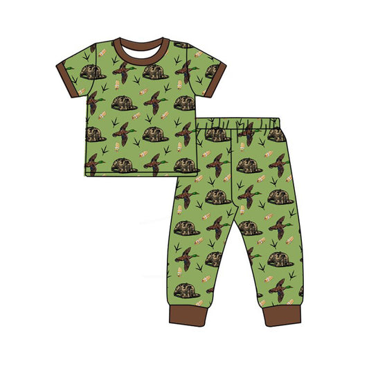 11.5 BSPO0636 Pre order No Moq Baby Boys Ducks Calls Camo Hats Top Pants Hunting Pajamas Sets
