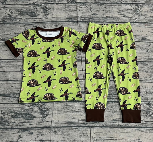 11.21 BSPO0636 mple No Moq Baby Boys Ducks Calls Camo Hats Top Pants Hunting Pajamas Sets