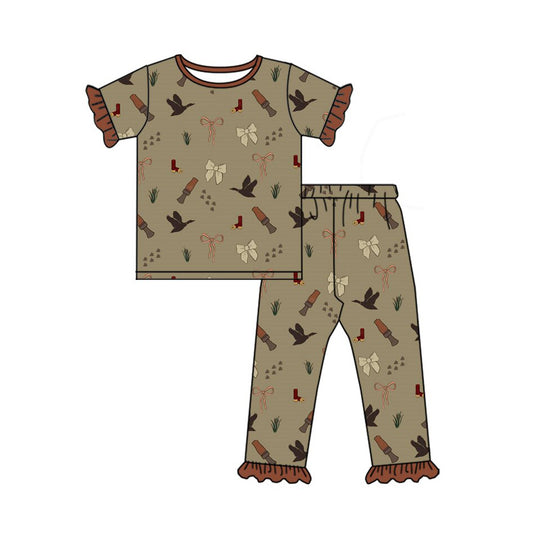 11.6 BSPO0638 Pre order No Moq Baby Boys Short Sleeve Top Pants Hunting Pajamas Sets