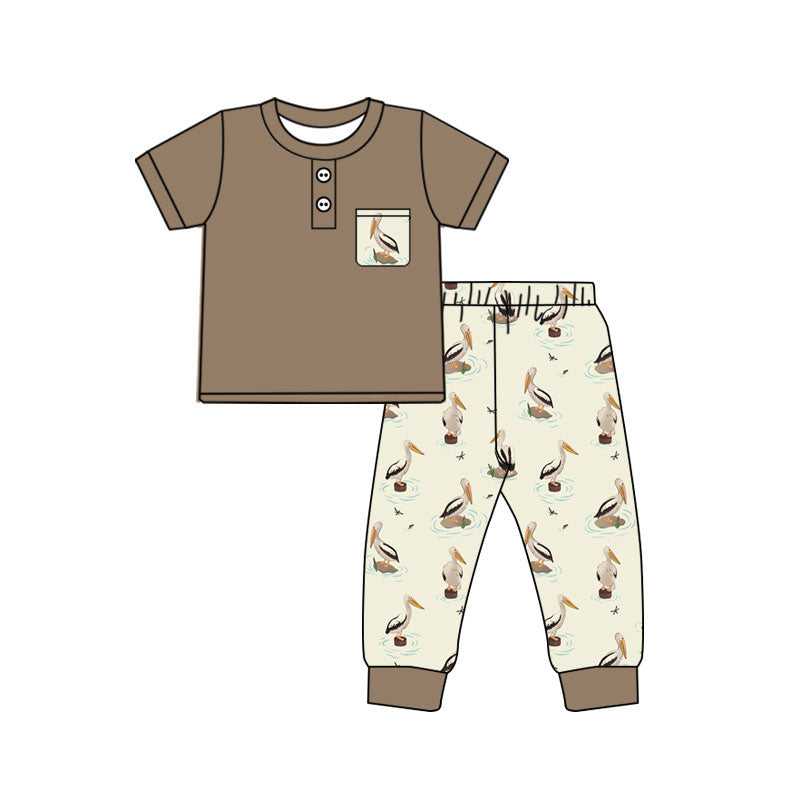 4.17 Pre order No Moq Baby Boys Short Sleeve Button Pocket Top Golf Pant Pajamas Clothes Sets