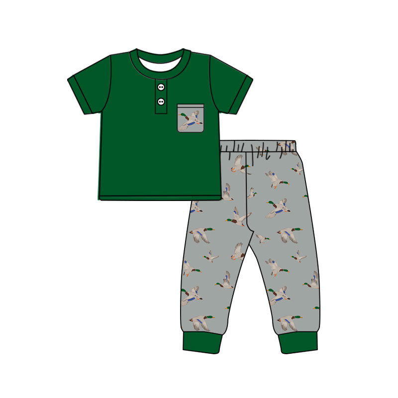 4.17 Pre order No Moq Baby Boys Short Sleeve Button Pocket Top Golf Pant Pajamas Clothes Sets
