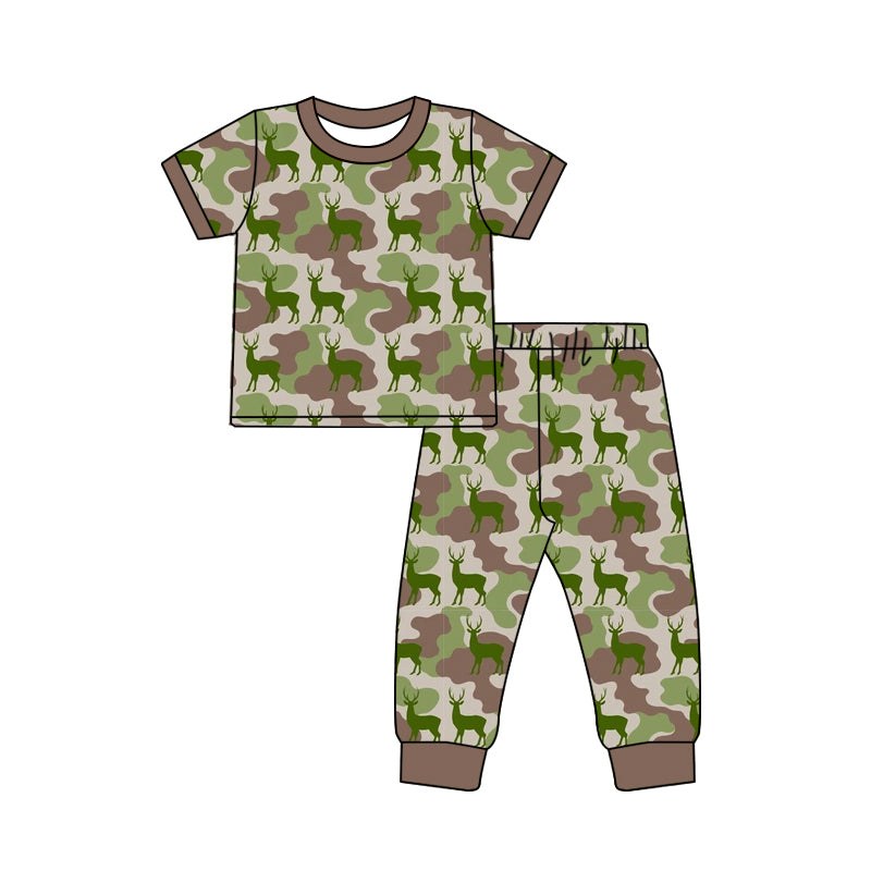 4.18 Pre order No Moq Baby Boys Southern Camo Deer Top Pant Hunting Clothes Sets
