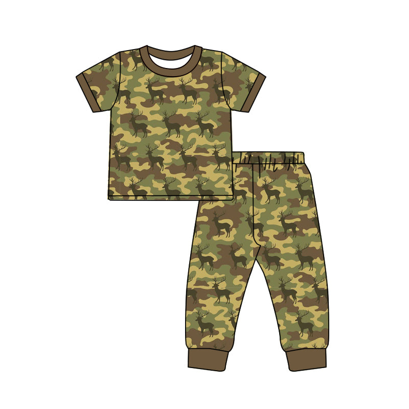 4.18 Pre order No Moq Baby Boys Southern Camo Deer Top Pant Hunting Clothes Sets