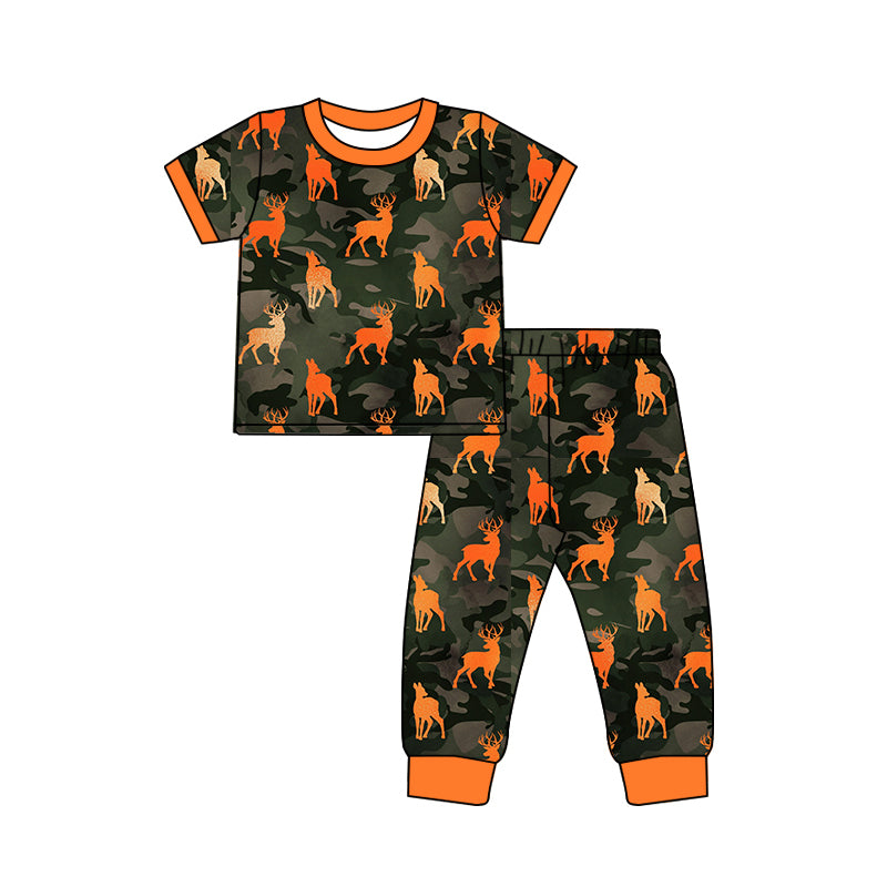 4.18 Pre order No Moq Baby Boys Southern Camo Deer Top Pant Hunting Clothes Sets