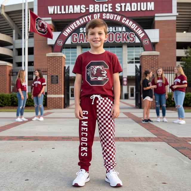 RTS NO MOQ （In stock）milk silk BSPO0701（BT1887+P1064） Baby Boys Red Print Shirt Top Pockets Joggers Team Sets