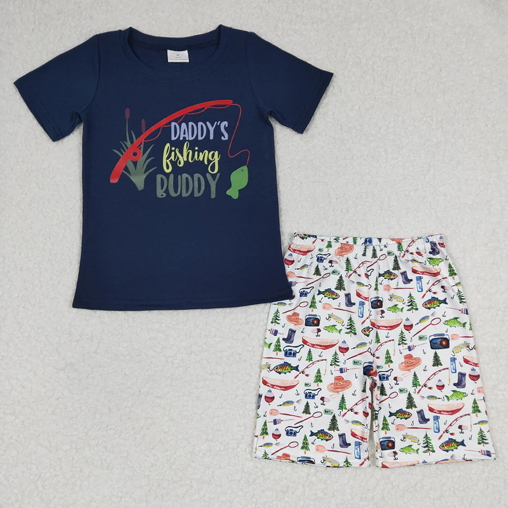 12.3 RTS Sibling Boys Baby Girls Summer Fishing Shorts Sets