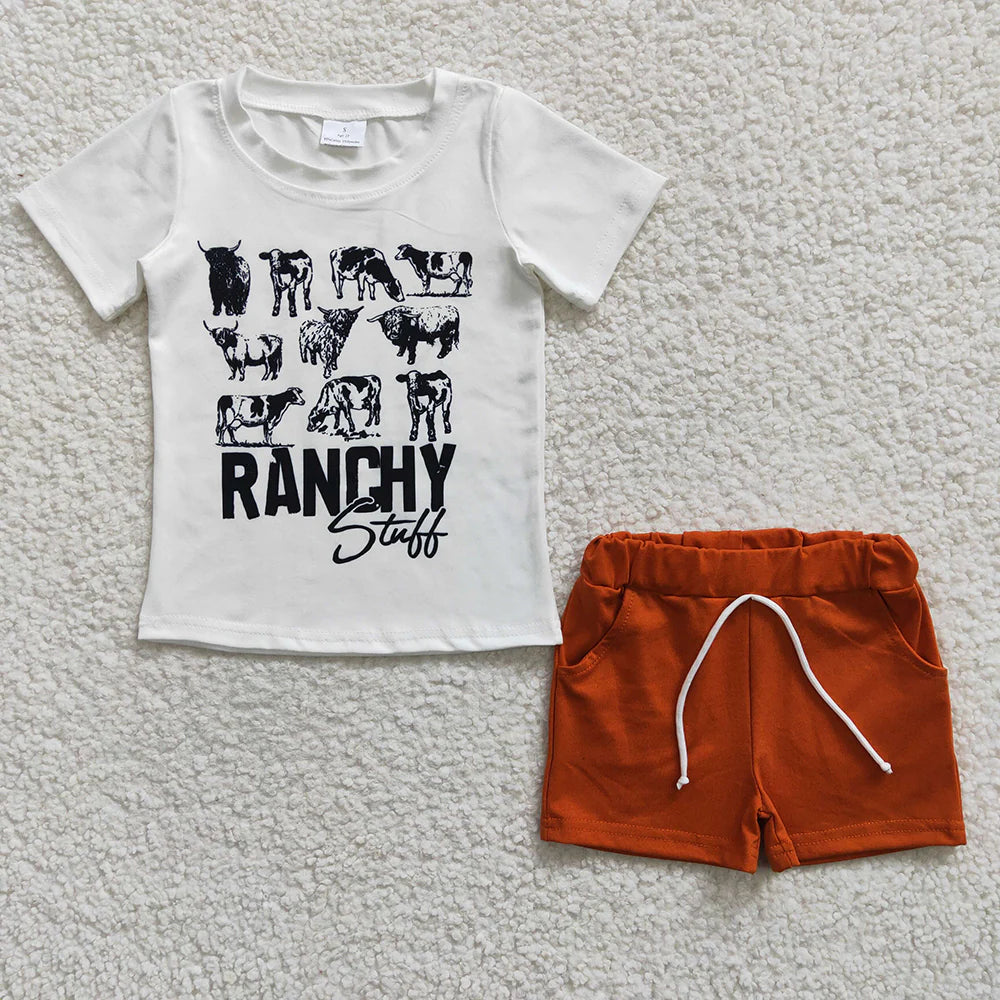 12.25 RTS Sibling Brothers Baby Boys Cowboy Western Summer Shorts Sets