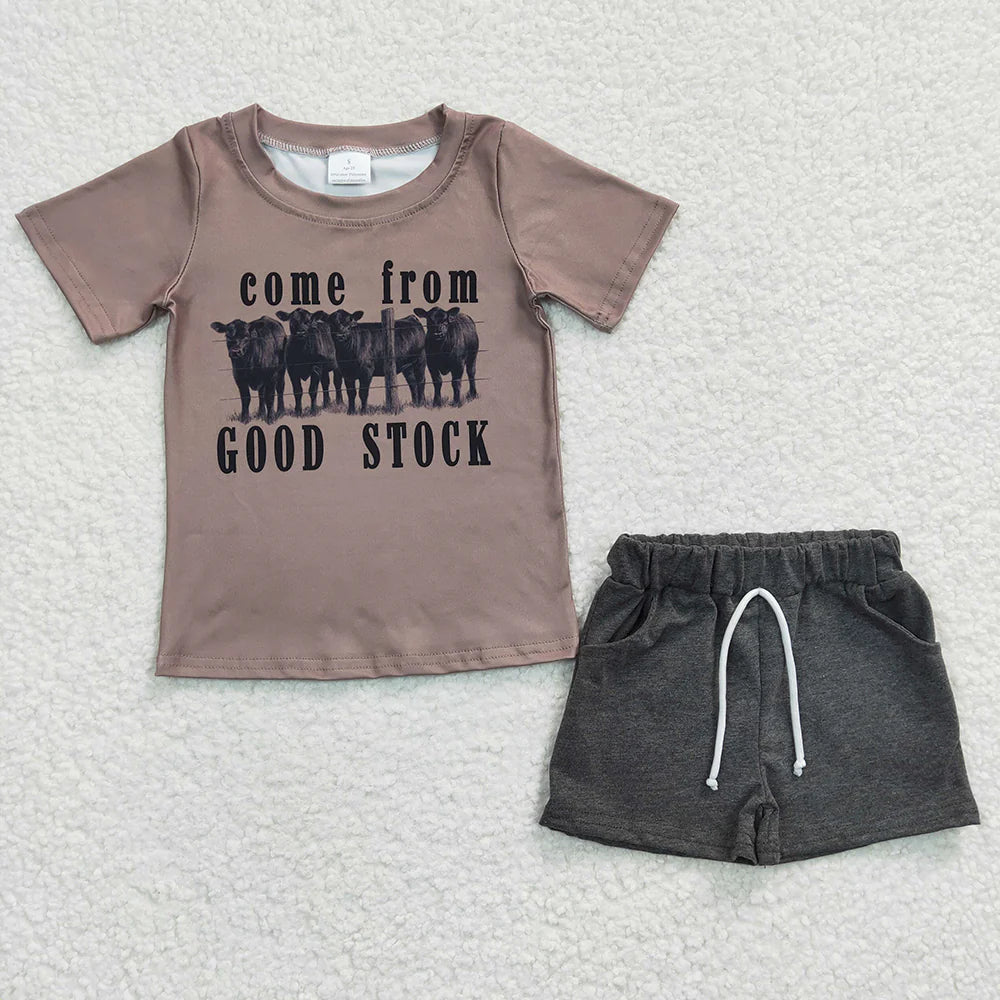 12.25 RTS Sibling Brothers Baby Boys Cowboy Western Summer Shorts Sets