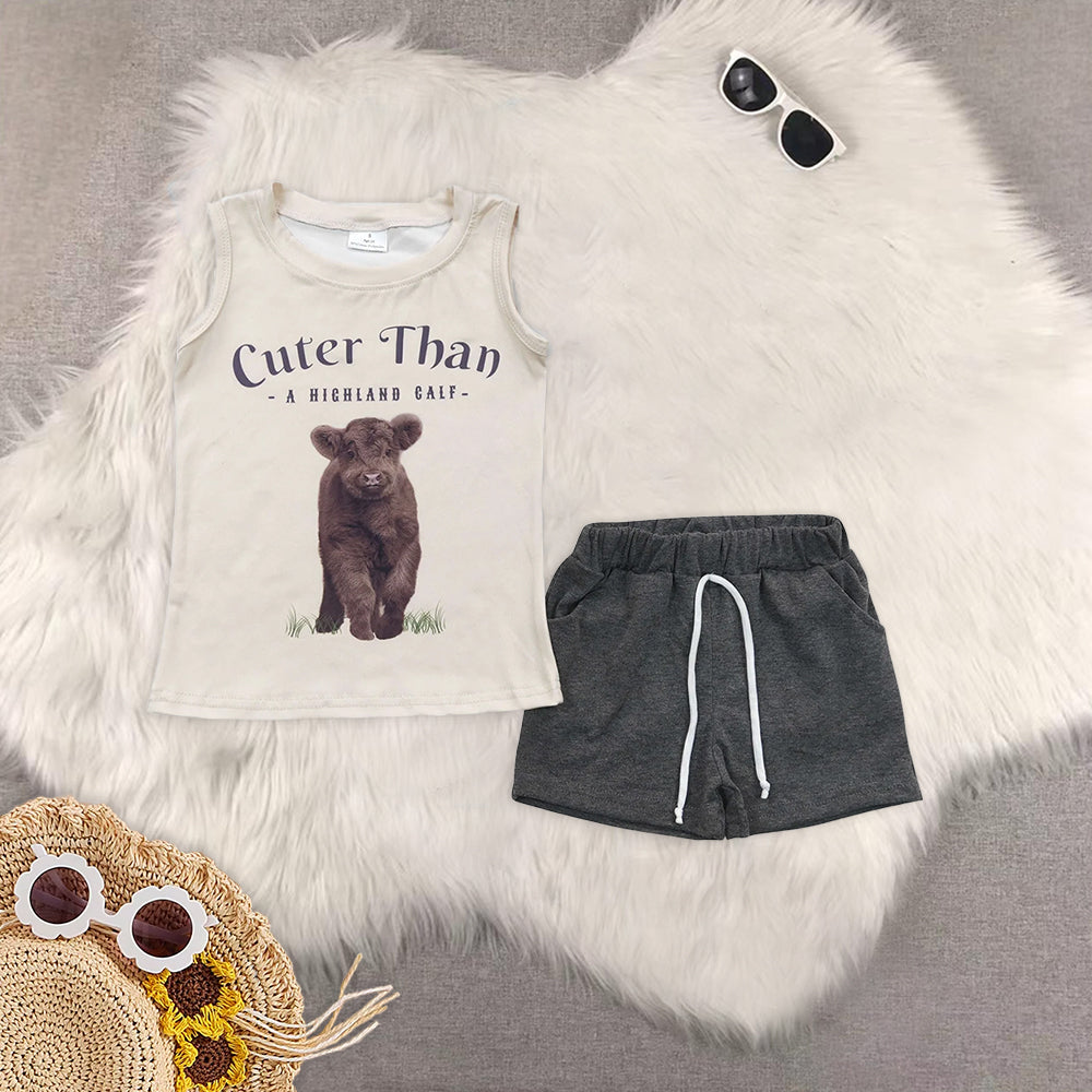 8.02 RTS Sibling Baby Boys Summer Boys Outfits Sleeveless horse rodeo aztec shirt shorts boy outfits
