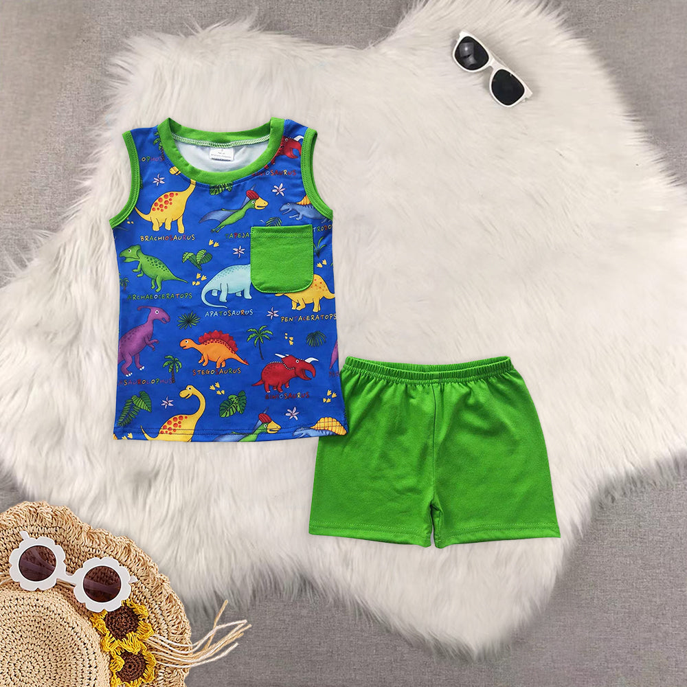 8.02 RTS Sibling Baby Boys Summer Boys Outfits Sleeveless horse rodeo aztec shirt shorts boy outfits