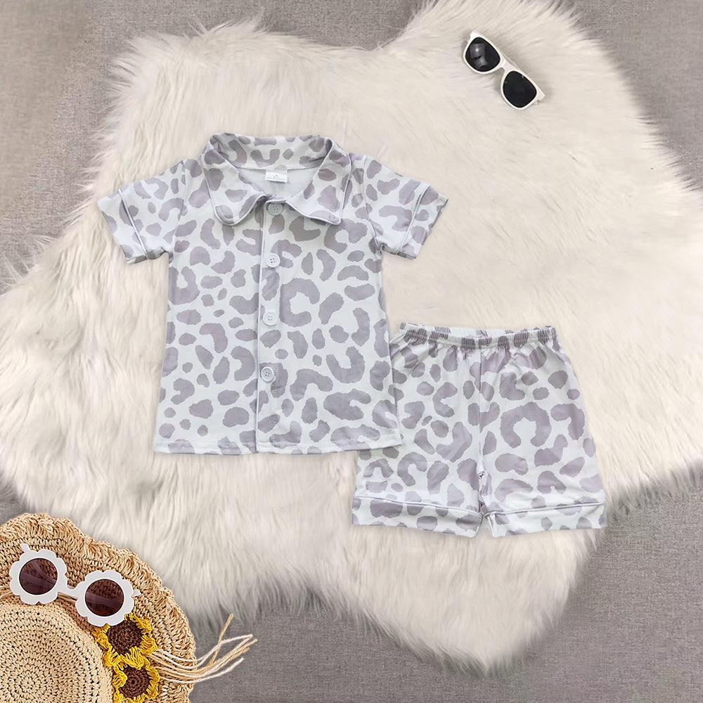 8.02 RTS Sibling Baby Boys Summer Pajamas Outfits Short sleeves cow cactus western baby kids summer pajamas