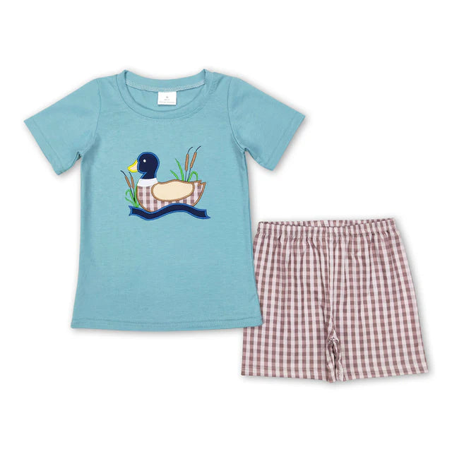 USA Warehouse (IN STOCK) Baby Boys Summer Embroidered and Printed Short-Sleeve Top and Shorts Set