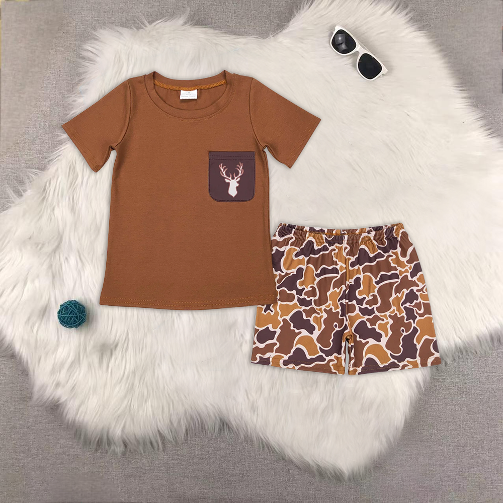 8.02 RTS Sibling Baby Boys Summer Boys Outfits Duck pocket top camo shorts boy summer outfits