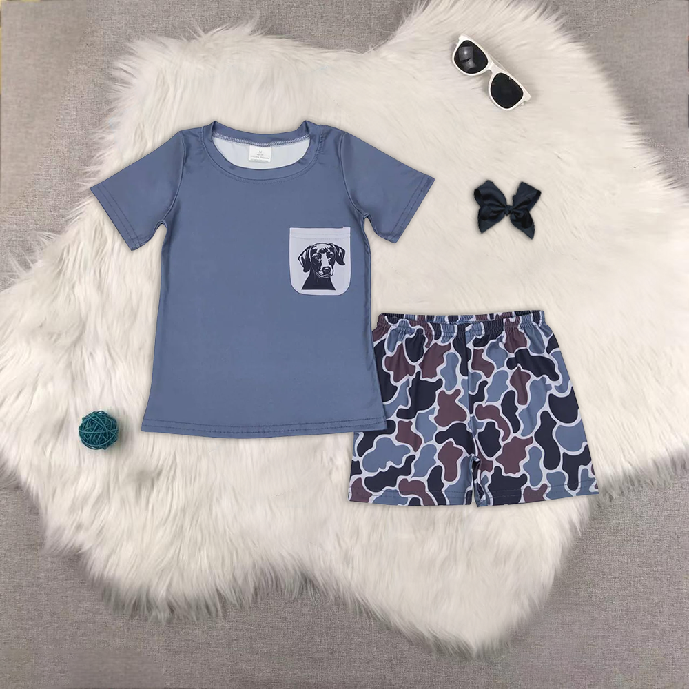 8.02 RTS Sibling Baby Boys Summer Boys Outfits Duck pocket top camo shorts boy summer outfits