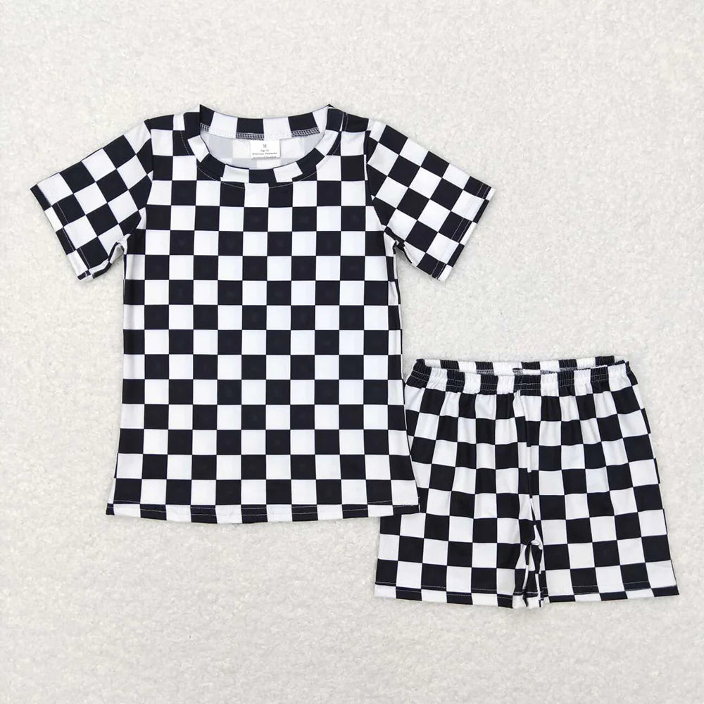 12.9 RTS Sibling Baby Kids Checkered Summer Shorts Pajamas Outfits