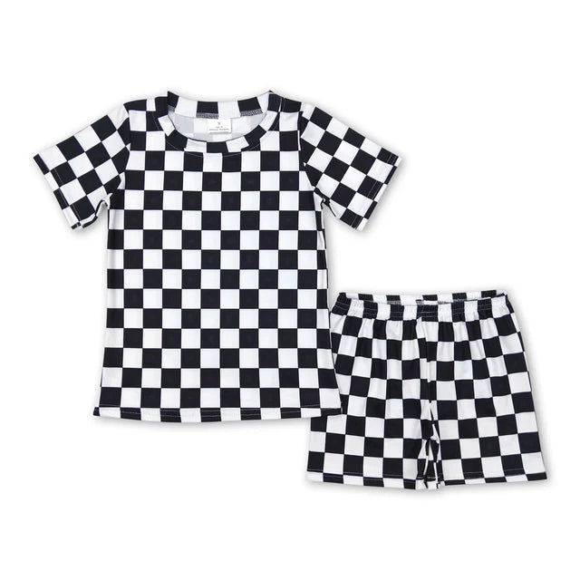 RTS Sibling Short sleeves plaid top shorts boys outfits