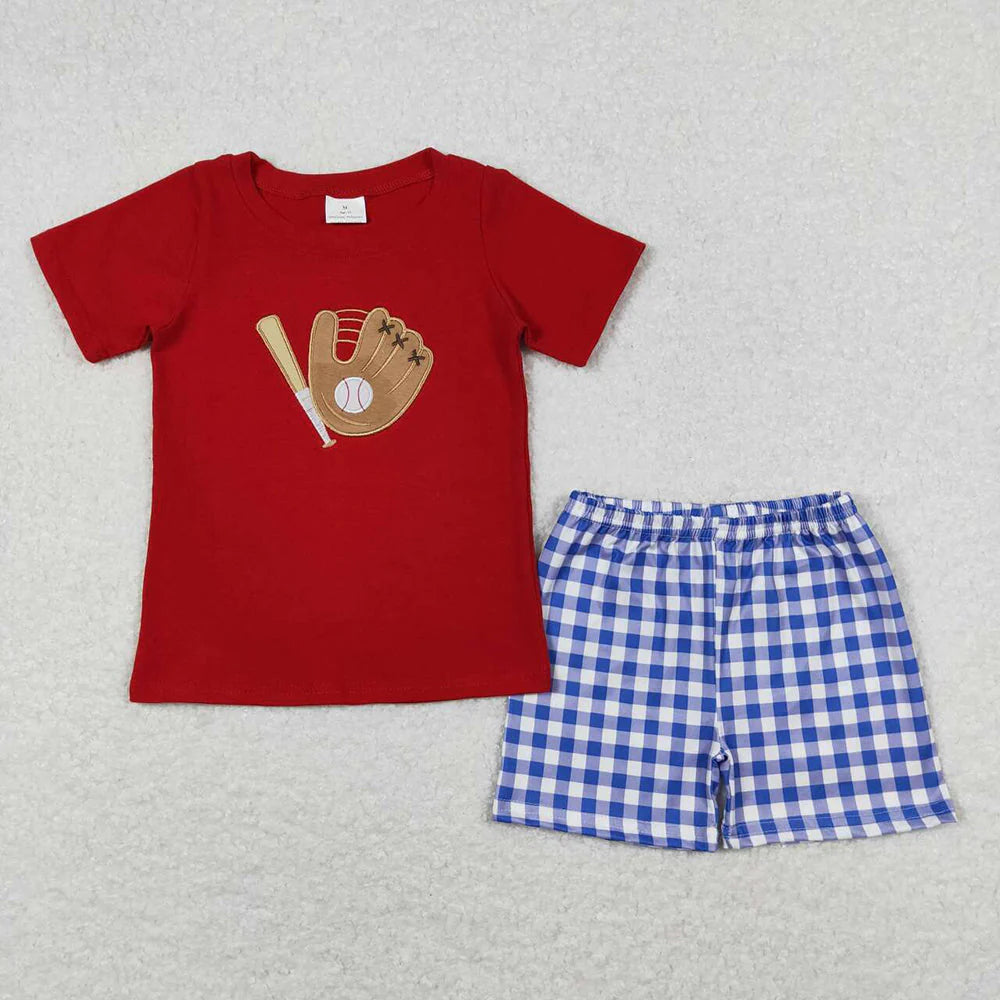 12.26 RTS Sibling Girls Baby Boys Red Baseball Rompers Sibling Clothes Suits