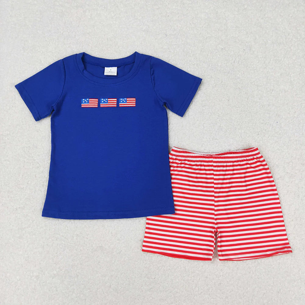 11.14 RTS Sibling Embroidery Baby Boys 4th Of July Shirt Shorts Summer Outfits