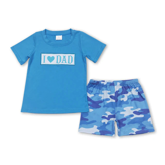 RTS Sibling Daddy's buddy embroidery camo kids boys outfits