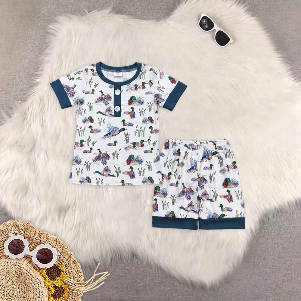 8.15 RTS Sibling Baby Boys Summer Boys Outfits Duck short sleeves top shorts kids boy pajamas