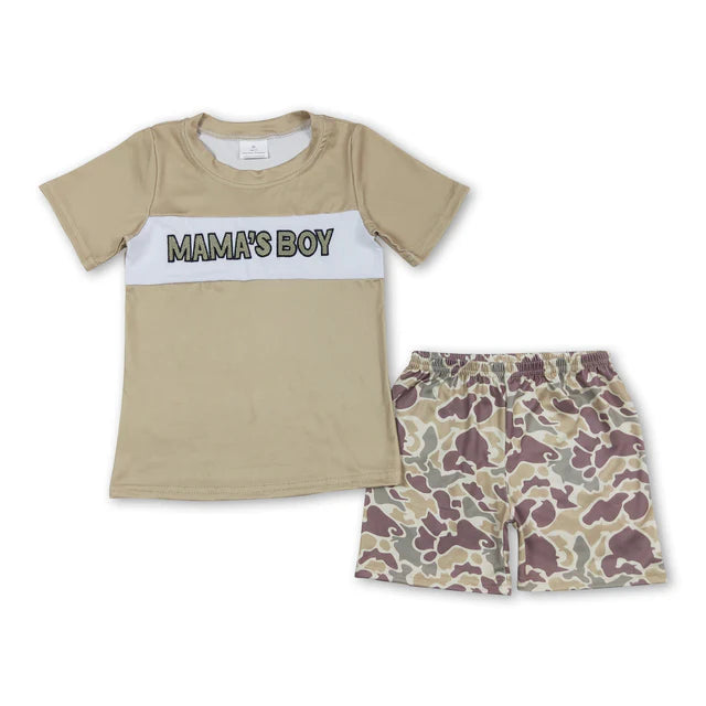 USA Warehouse (IN STOCK) Baby Boys Summer Embroidered and Printed Short-Sleeve Top and Shorts Set