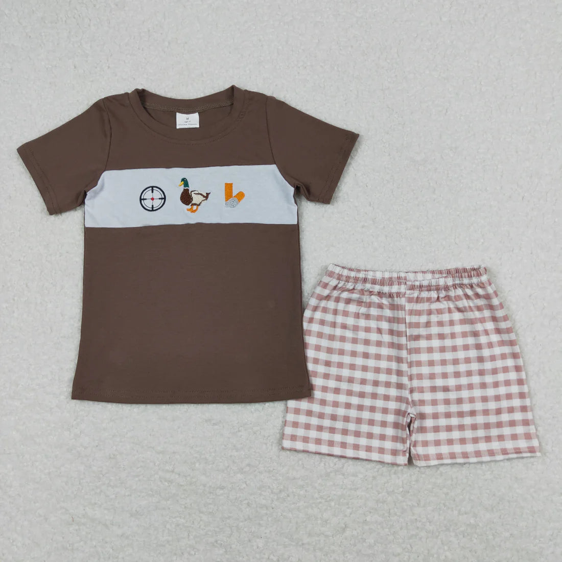 12.12 RTS Sibling Baby Boys Embroidery Ducks Top Shorts Hunting Clothes Sets