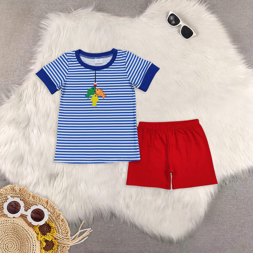 7.30 RTS Sibling Stripe short sleeves fishing top shorts boys clothes