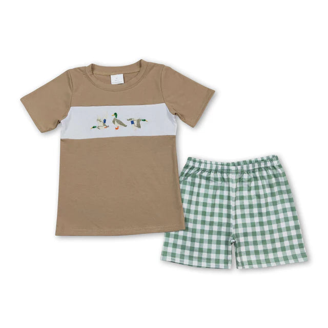 USA Warehouse (IN STOCK) Baby Boys Summer Embroidered and Printed Short-Sleeve Top and Shorts Set