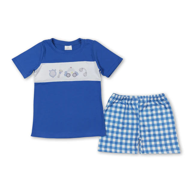 RTS Sibling truck top plaid shorts boys clothes