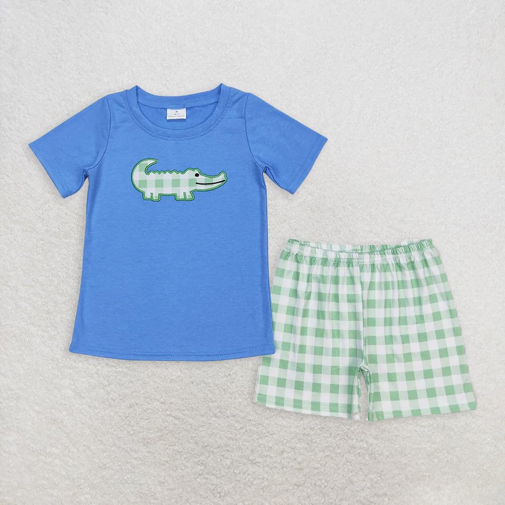 8.14 RTS Sibling Flutter sleeves stripe crocodile top shorts girls clothes
