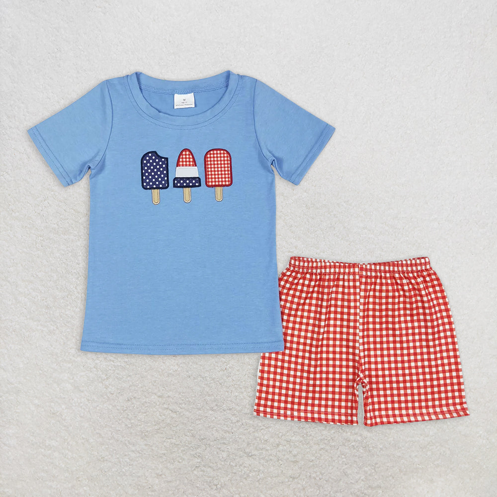 6.30  RTS NO MOQ Sibling Boys Baby Girls 4th Of July Popsicle Outfits Suits