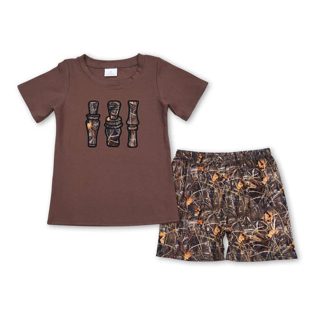 USA Warehouse (IN STOCK) Baby Boys Summer Embroidered and Printed Short-Sleeve Top and Shorts Set