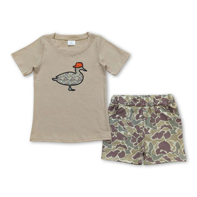 USA Warehouse (IN STOCK) Baby Boys Summer Embroidered and Printed Short-Sleeve Top and Shorts Set
