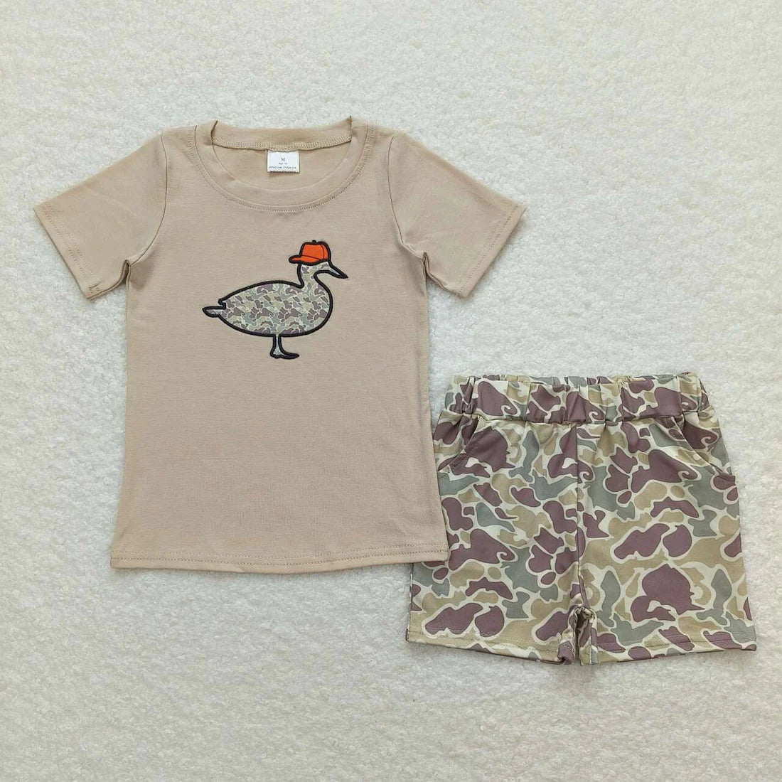 12.12 RTS Sibling Baby Boys Embroidery Ducks Top Shorts Hunting Clothes Sets