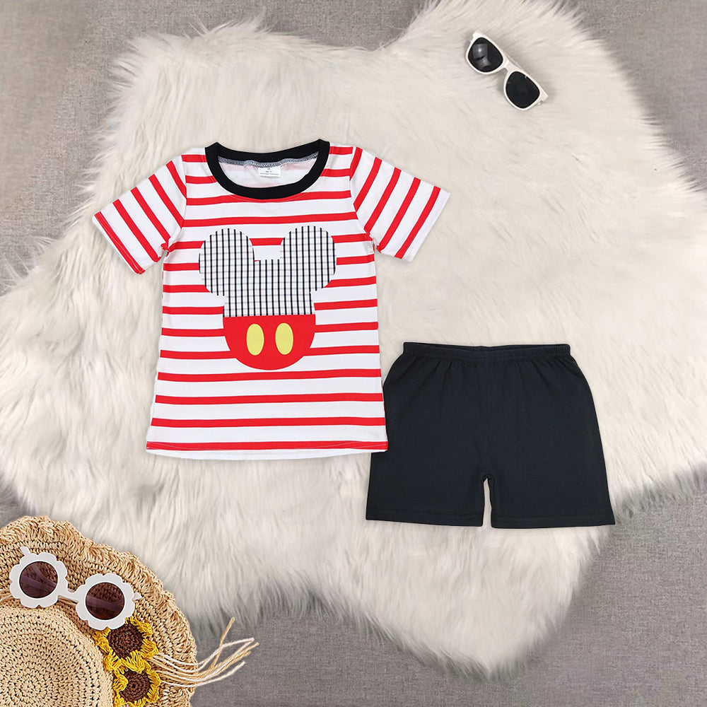 8.13   RTS Sibling Short sleeves red stripe mouse kids boys and girls summer clothes