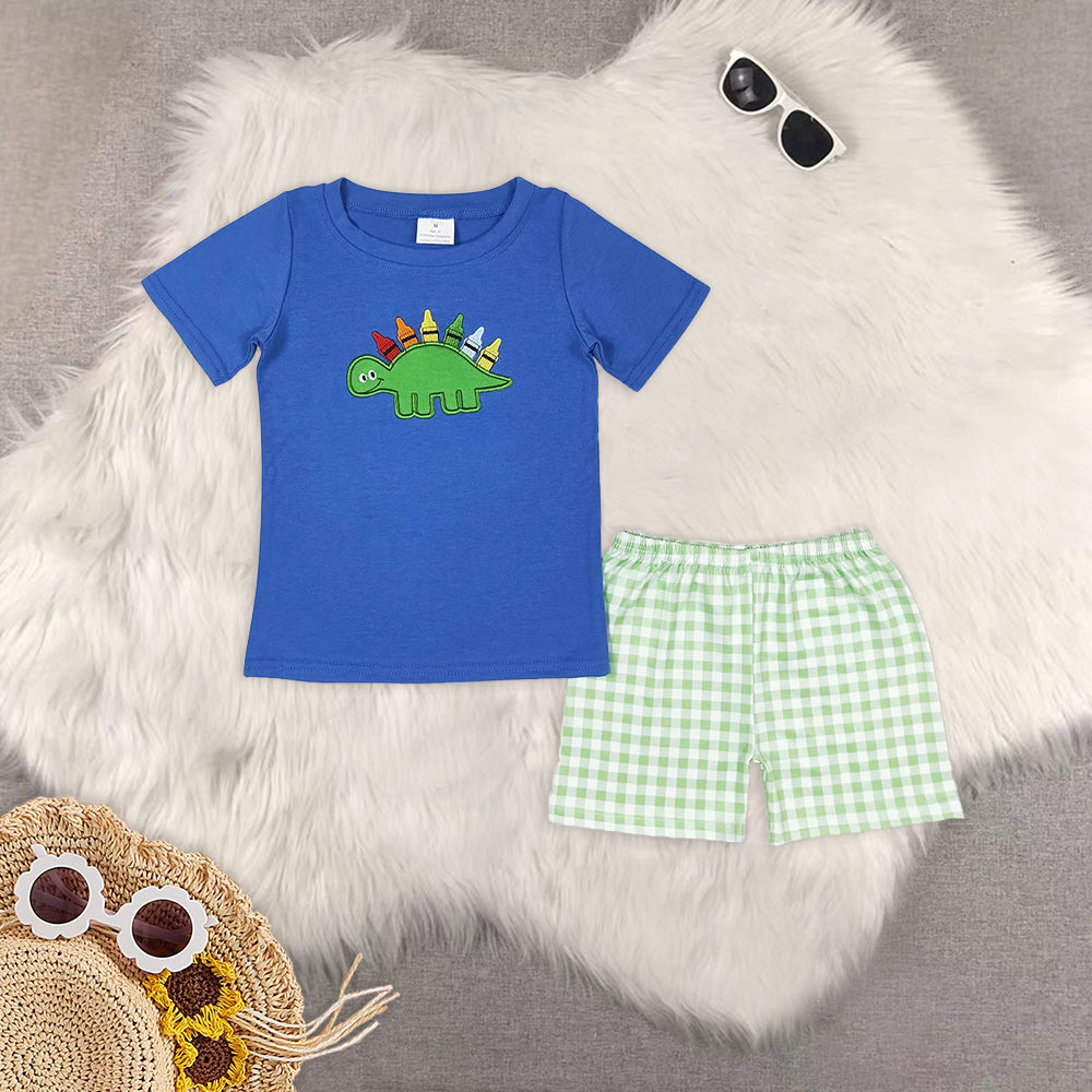 8.01    Sibling Back To School Dinosa Crayon Shorts Set