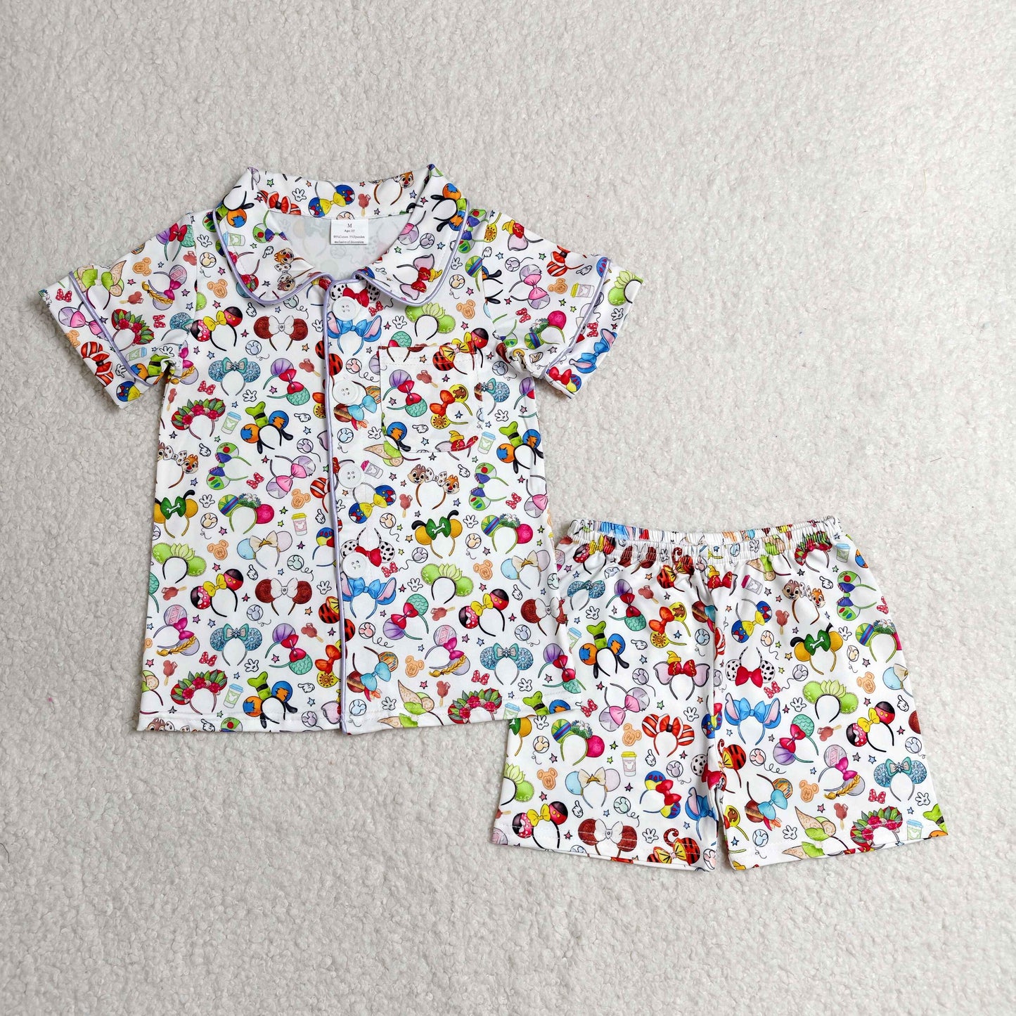BSSO0816（In stock)）Lavender kids button down pajamas
