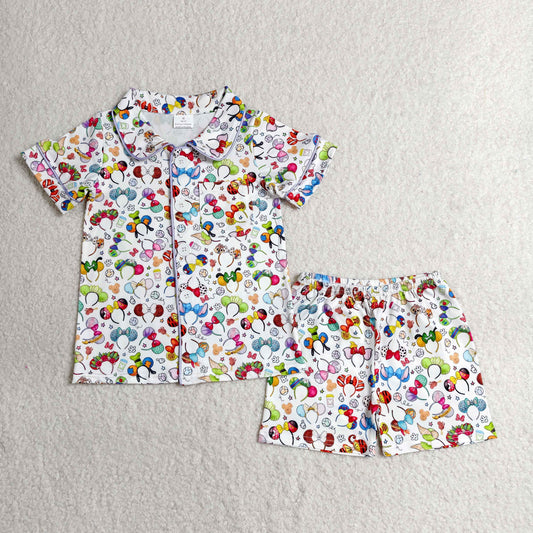 BSSO0816（In stock)）Lavender kids button down pajamas