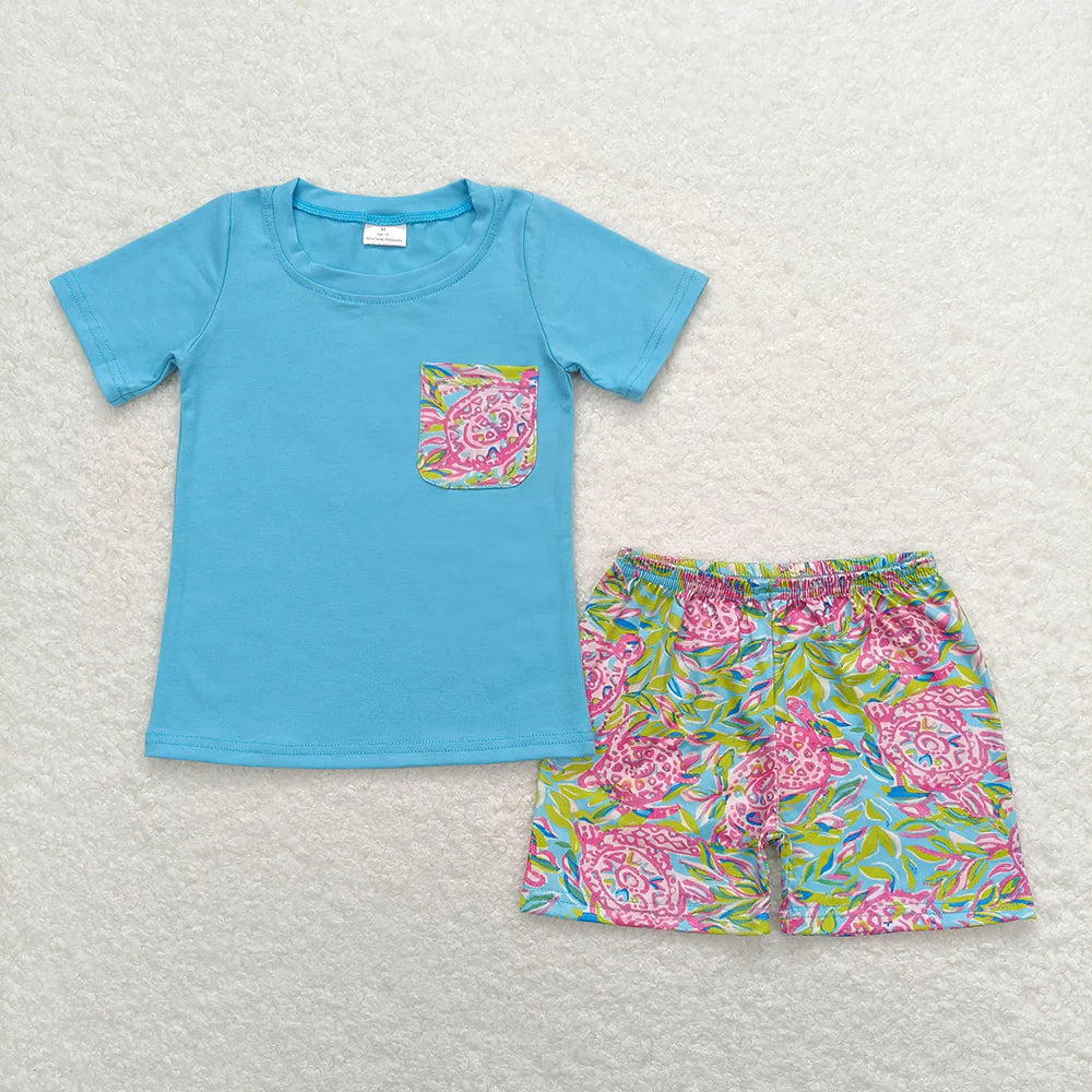 11.29 RTS Sibling Baby Boys Pocket Tee Shirts Tops Sea Shorts Outfits