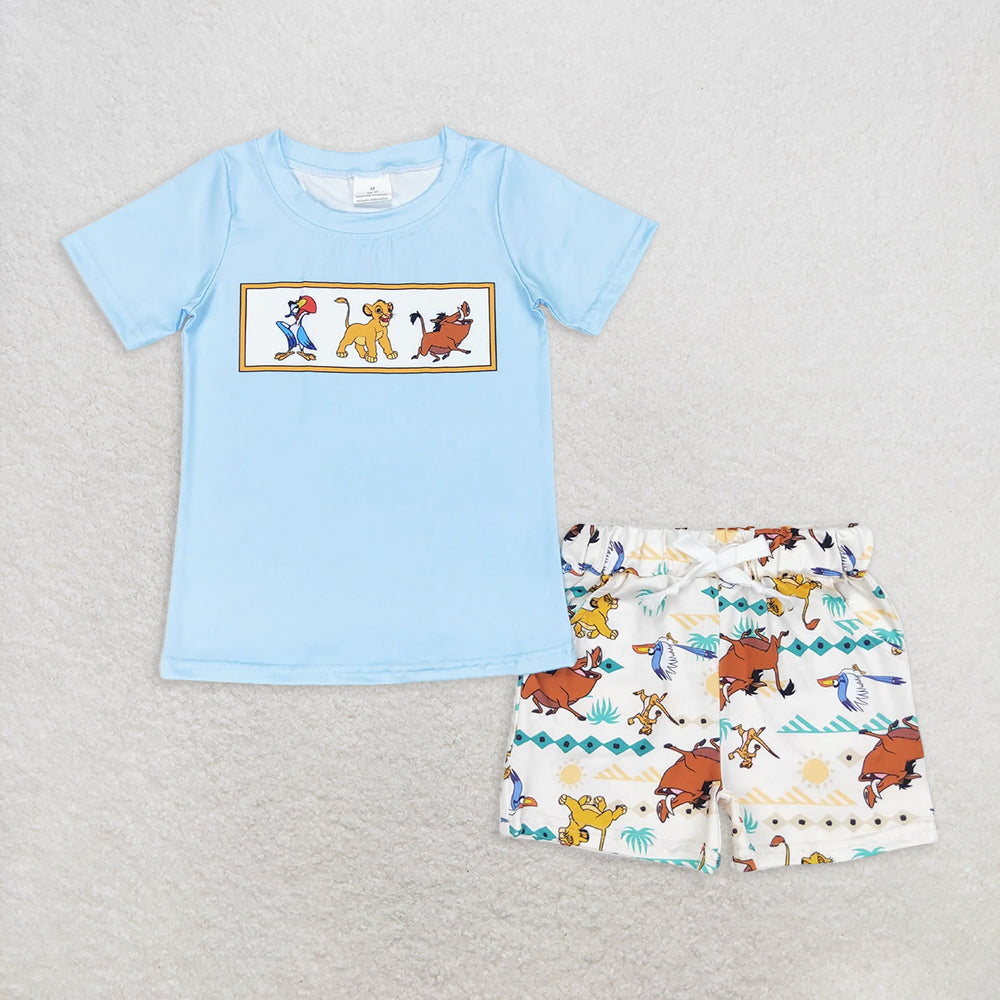 8.01  Sibling Short sleeves lion top shorts kids boys and girls clothing dress