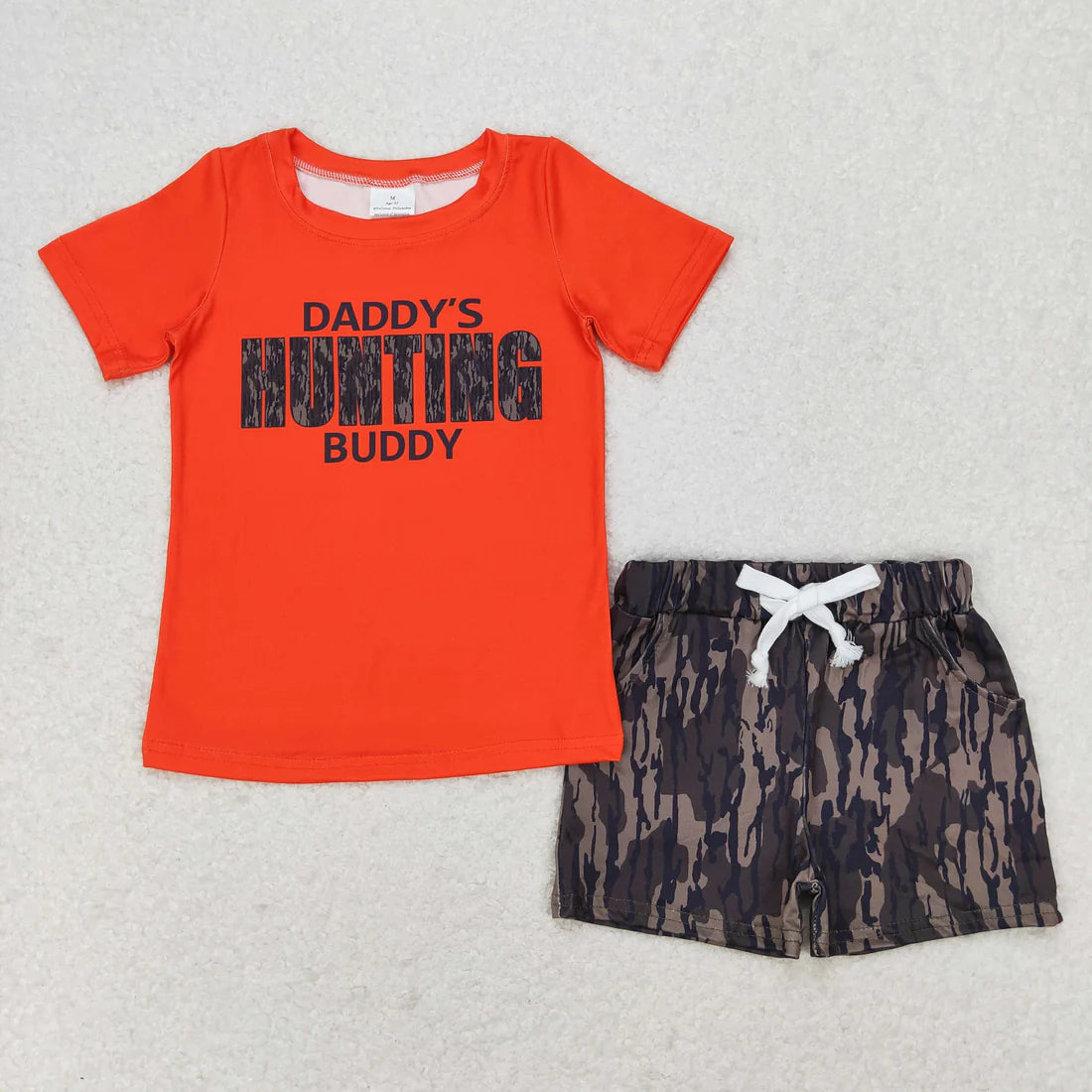 12.19 RTS Sibling Baby Boys Short Sleeve Dogs Ducks Fishing Print Top Shorts Hunting Clothes Sets