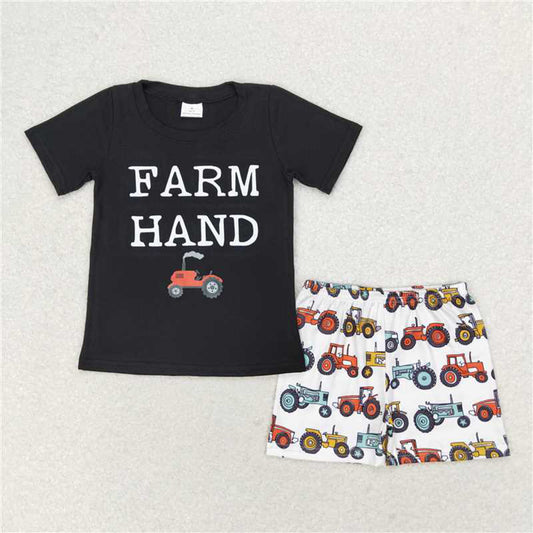 BSSO0942Kids Boys Short Sleeve T-Shirt Farm Tractor Design Casual Comfortable Cotton Clothes for Children