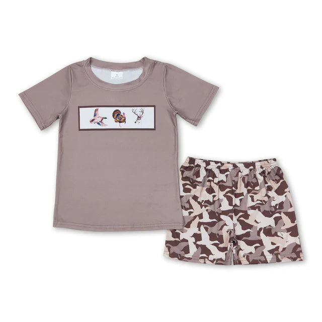 RTS Sibling Duck pheasant deer top camo shorts boys clothes and kids girls dresses