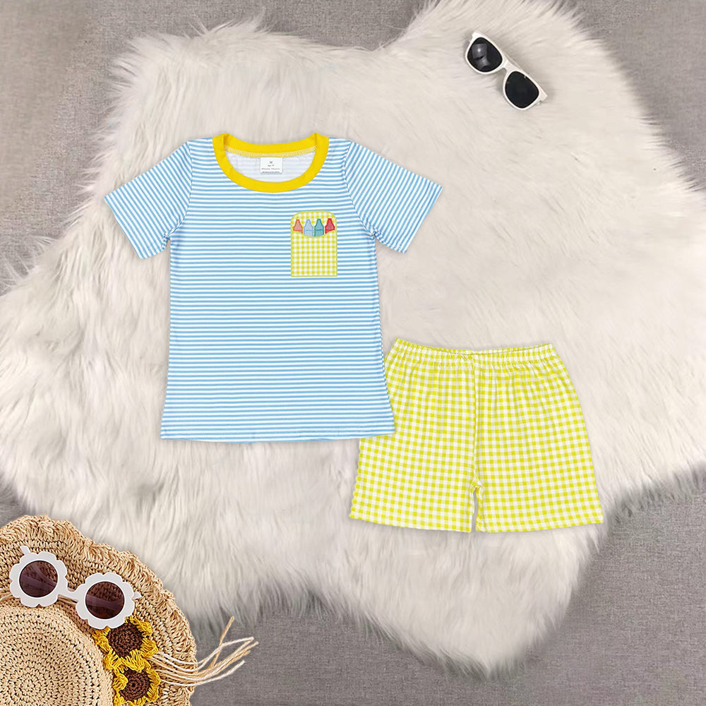 8.01   Sibling Short sleeves crayon boys back to school clothes dress