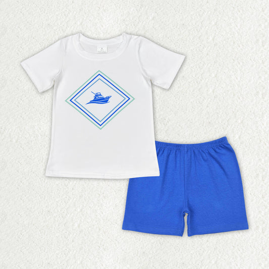 No moq BSSO1001 Pre-order Size 3-6m to 7-8t baby boy clothes short sleeve top with shorts kids summer set
