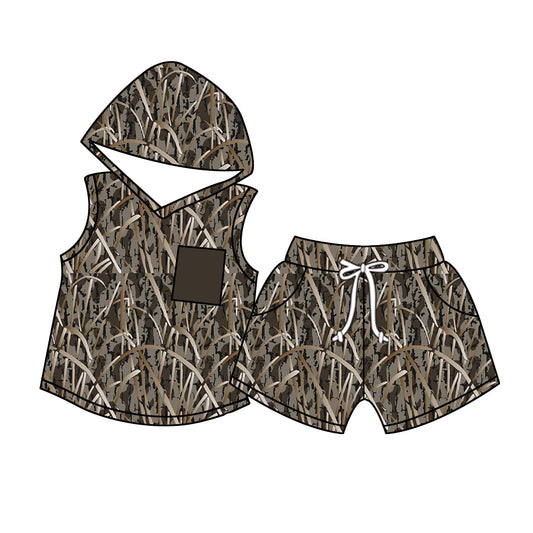 Baby Boys Real Tree Camouflage Pocket Hooded Top Shorts Clothing Sets Preorder  BSPO1030