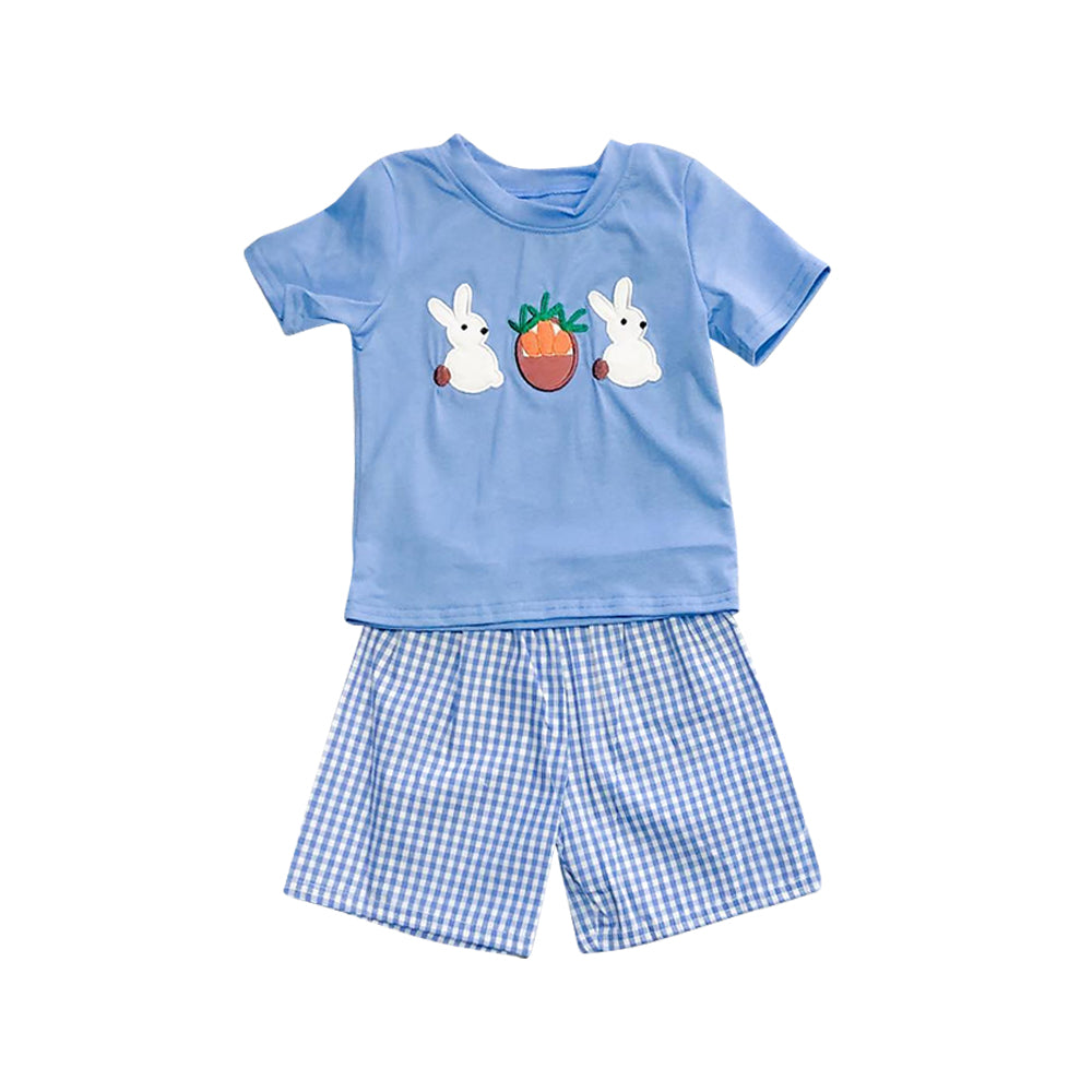 Baby Boys Blue Easter Rabbits Top Shorts Clothing Sets Preorder BSSO1032