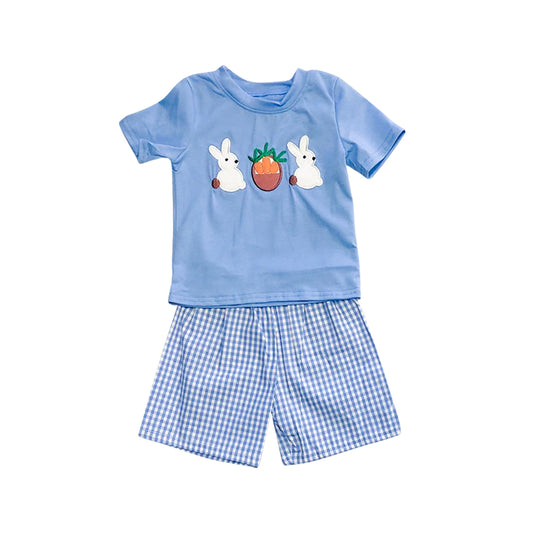 Baby Boys Blue Easter Rabbits Top Shorts Clothing Sets Preorder BSSO1032