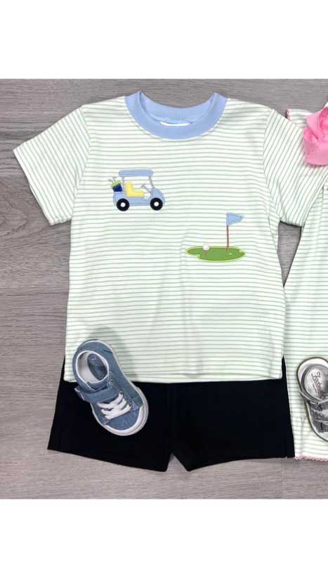 Baby Boys Golf Tee Shirts Black Shorts Clothing Sets Preorder BSSO1047
